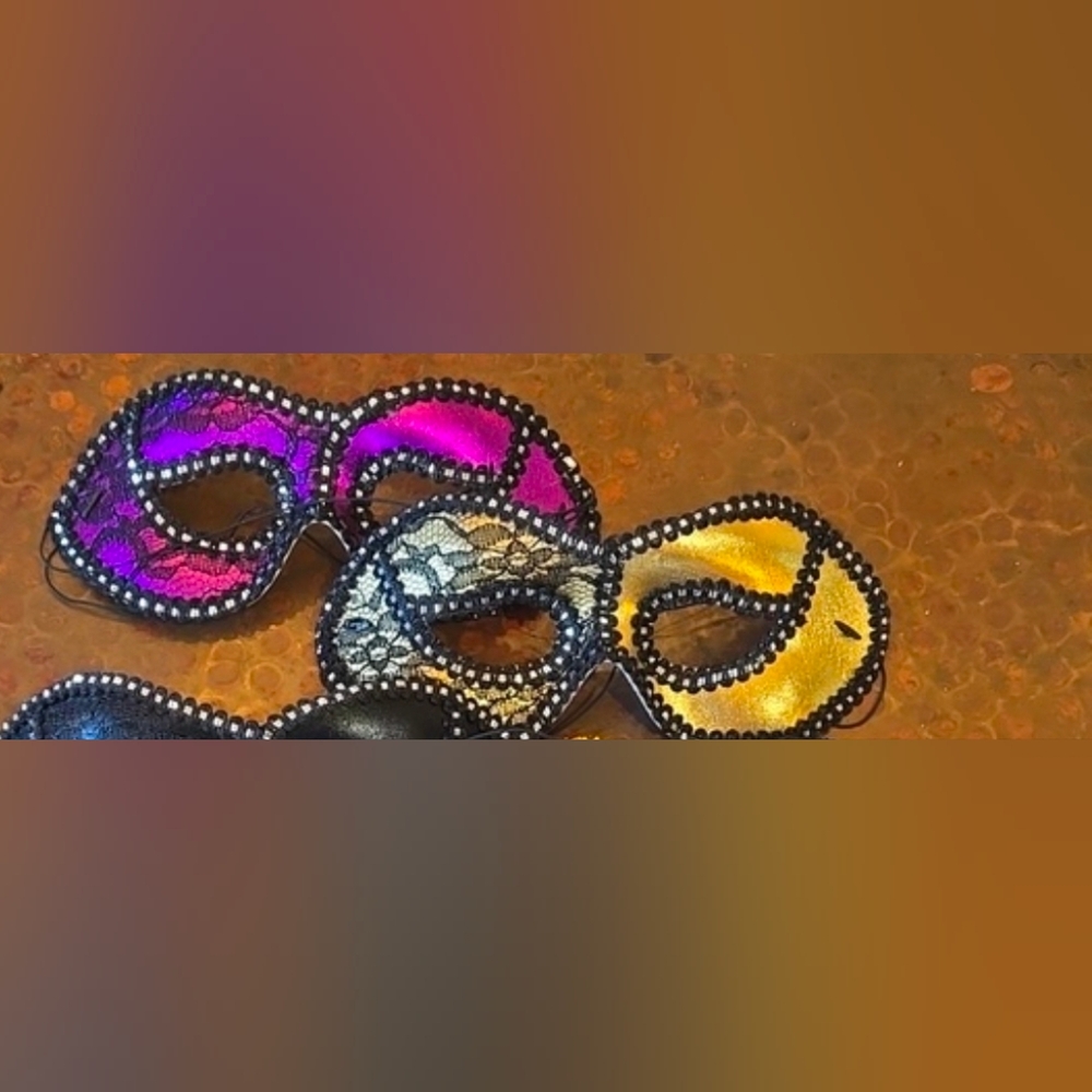 Elegant Lace Eye Mask Set - Black, Purple, Gold